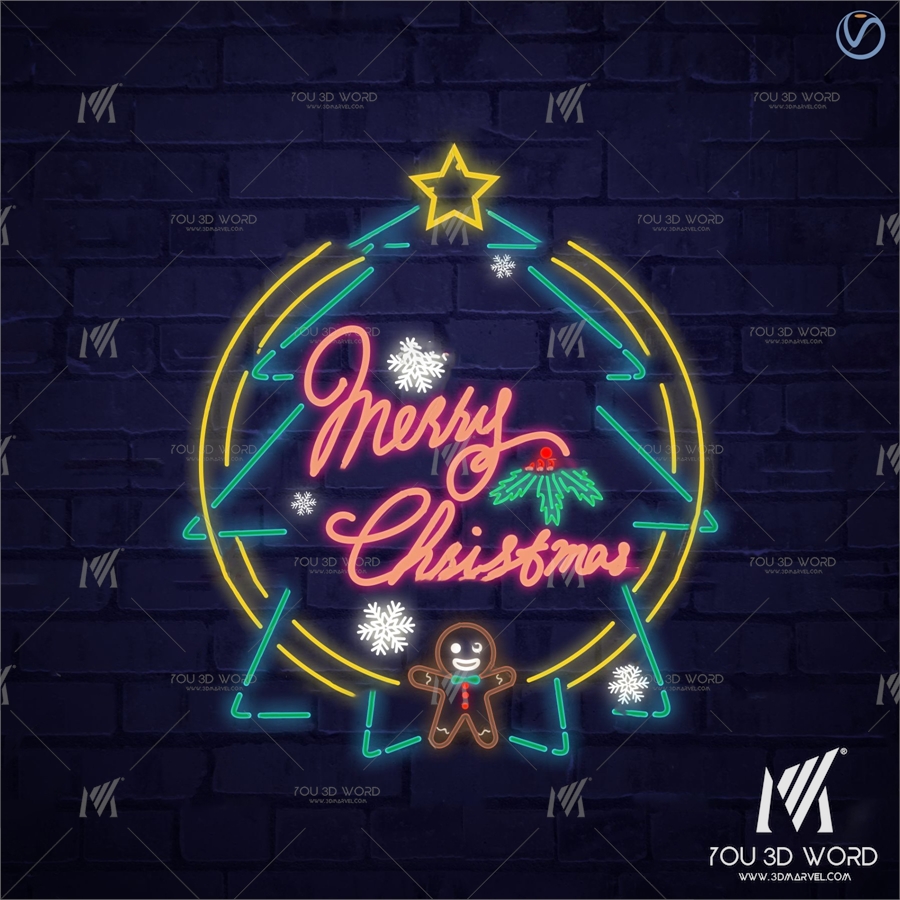 Modern Christmas Tree Neon Decorative Lights 3d model